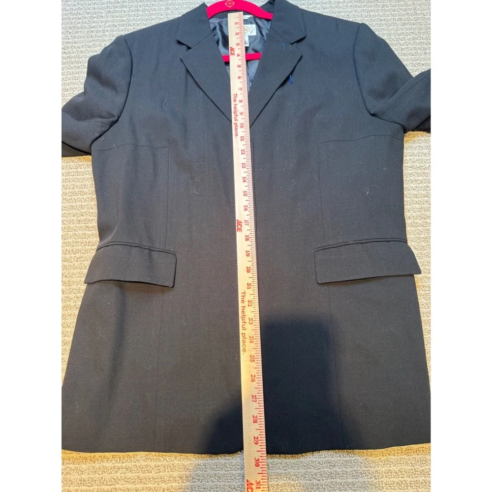 Talbots Womens‎ Black 100% Italian Wool 3-Button Blazer Jacket Size 14